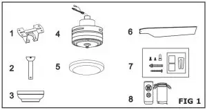 V-TAC Decorative Ceiling Fans - PARTS AND COMPONENTS