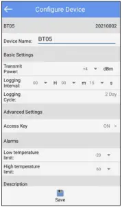 TZONE TZ BT05 Portable Smart Temperature Data Logger - Configure device