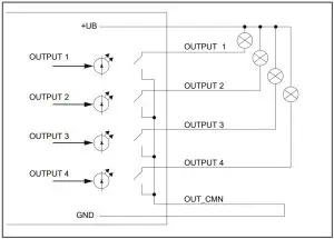 Circuitry of the outputs not electrically isolated
