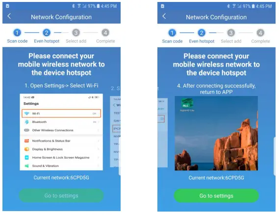 ALC AWF08 SightHD Lite Indoor Panoramic WiFi Camera- Settings menu