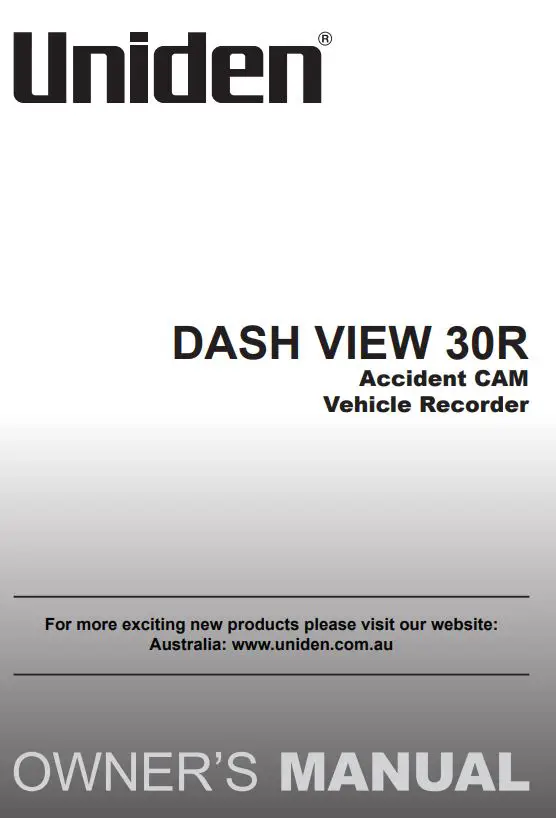 Uniden DASH VIEW 30R Vehicle Recorder