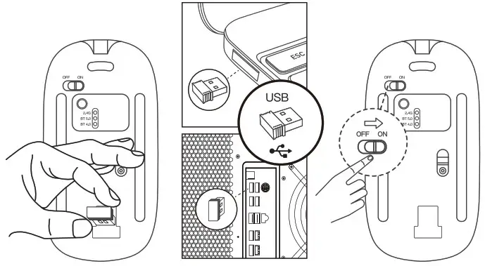 inphic M1 PRO Dual Mode Mouse - Wireless connection