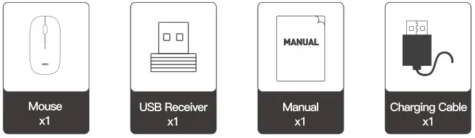 inphic M1 PRO Dual Mode Mouse - package content