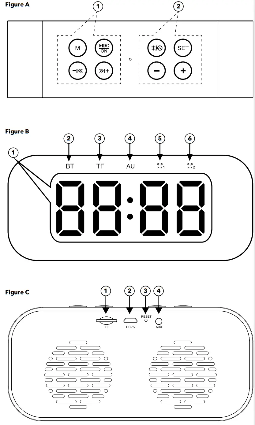 PROZIS ERLY Digital Alarm Clock and Wireless Speaker - fig