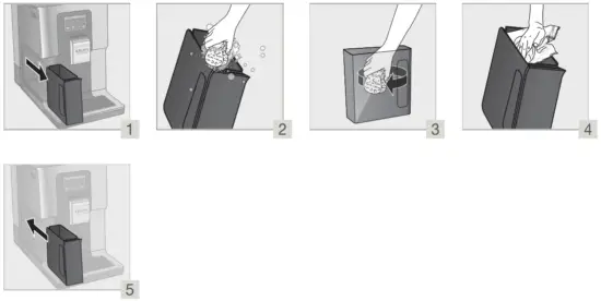 KRUPS EA873 Semi Automatic Espresso Machine - CLEAN THE COFFEE GROUND COLLECTOR