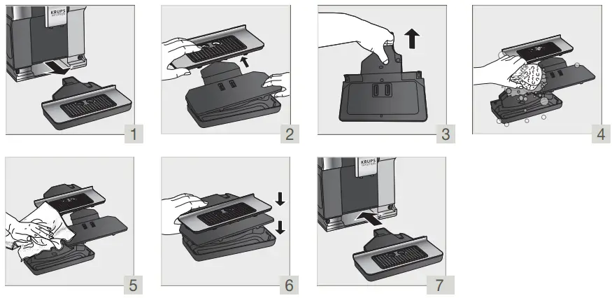 KRUPS EA873 Semi Automatic Espresso Machine - CLEAN THE DRIP TRAY REGULARLY