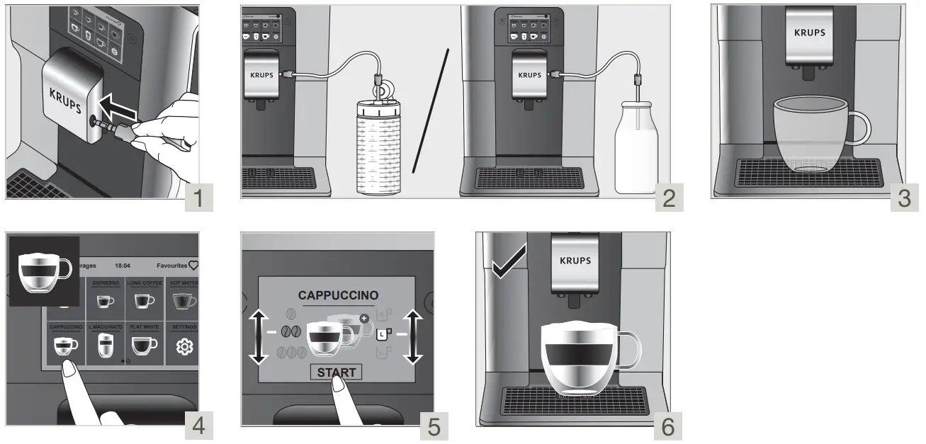KRUPS EA873 Semi Automatic Espresso Machine - MAKE A MILK RECIPE