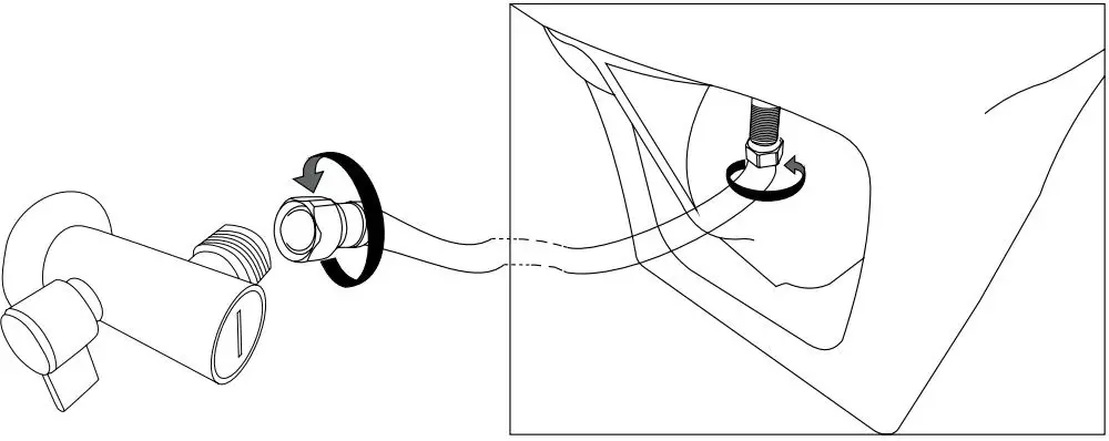 OVE Smart Toilet Instruction Manual - Connect the toilet’s water inlet with the supplied water supply hose