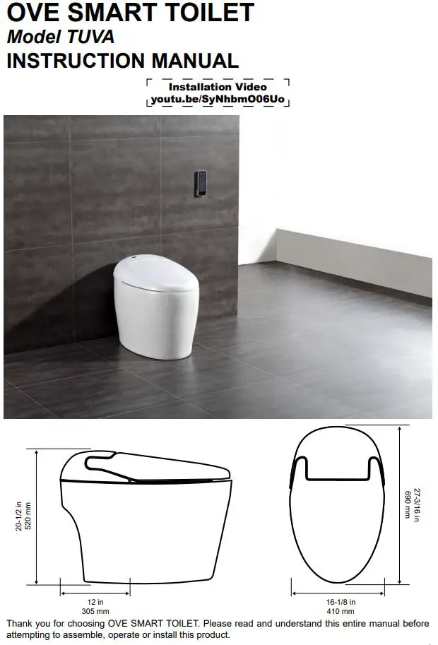 OVE Smart Toilet Instruction Manual