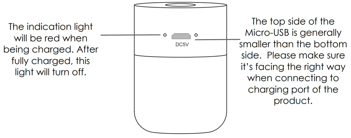 Gingko Smart Diffuser Lamp Touchcharging port