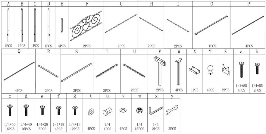 thdstatic-748G-Metal-Bed-Frame-with-Vintage-Style-Headboard-fig-1