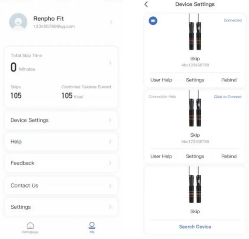 RENPHO R-Q001 Smart Healthy Living Smart Jump Rope - “Setting”