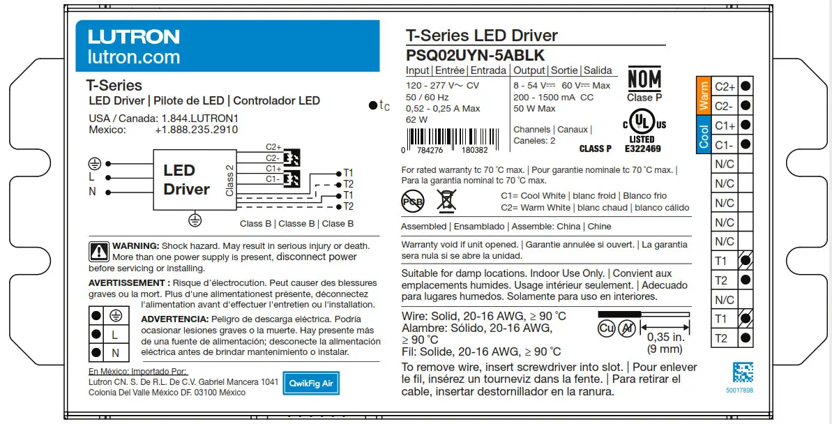LUTRON T-Series LED Dimming Driver -Case Type YS