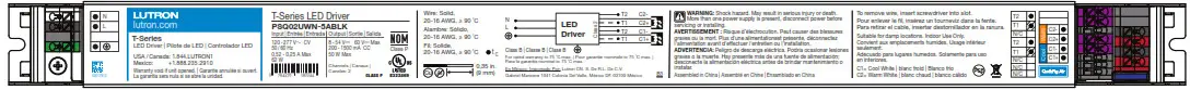 LUTRON T-Series LED Dimming Driver - T-Series Model Number