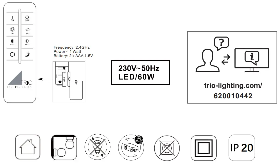 TRIO LIGHTING 620010408 Oscar LED Ceiling Light - Fig