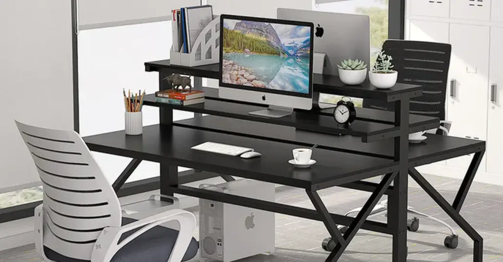 Tribesigns Hoga-w0080 Black Wood Monitor Stand Laptop Desk Instruction Manual