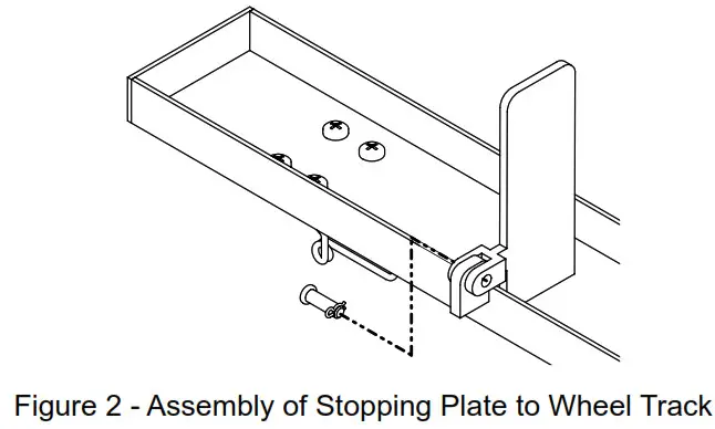 Pro-Lift T-5310 Lawn Mower Lift Adapter - Figure 2 - Assembly of Stopping Plate to Wheel Track
