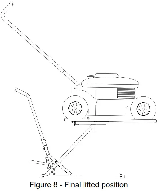 Pro-Lift T-5310 Lawn Mower Lift Adapter - Figure 8 - Final lifted position