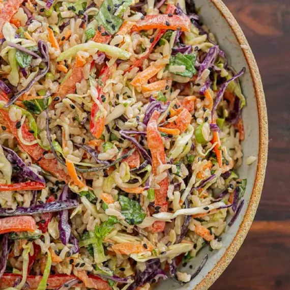 Ginger Sesame Brown Rice Slaw