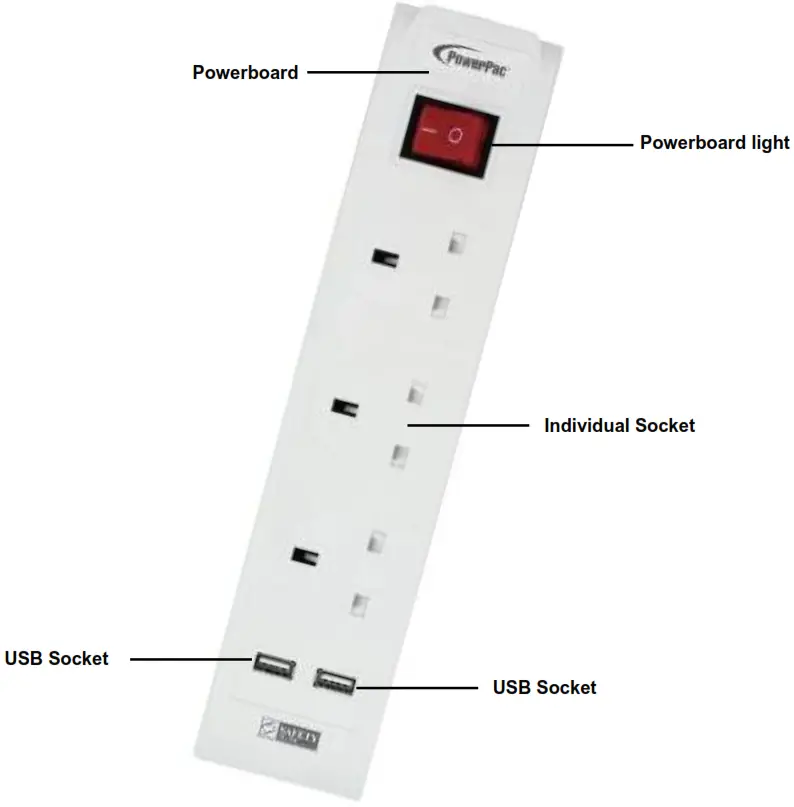 PowerPac PP233U Socket Safety Extension Socket - Description