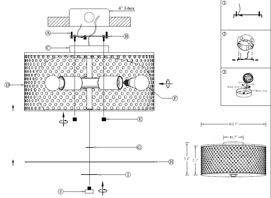 VIDALITE-CE1008611-3-Light-15.748-in-Black-LED-Flush-Mount-Light-Instruction-FIG-1