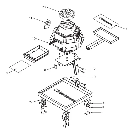 Montezuma MRTC2623B 3 Tier Steel Mobile Revolving Tool Cart-fig2
