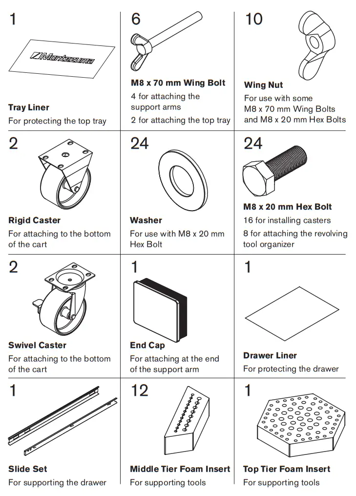 Montezuma MRTC2623B 3 Tier Steel Mobile Revolving Tool Cart-fig3