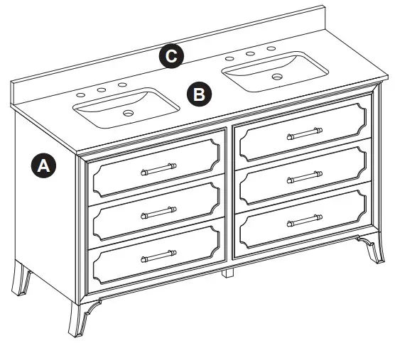 allen roth 1605VA-60-279-926 60-In Vanity with Top - PACKAGE CONTENTS