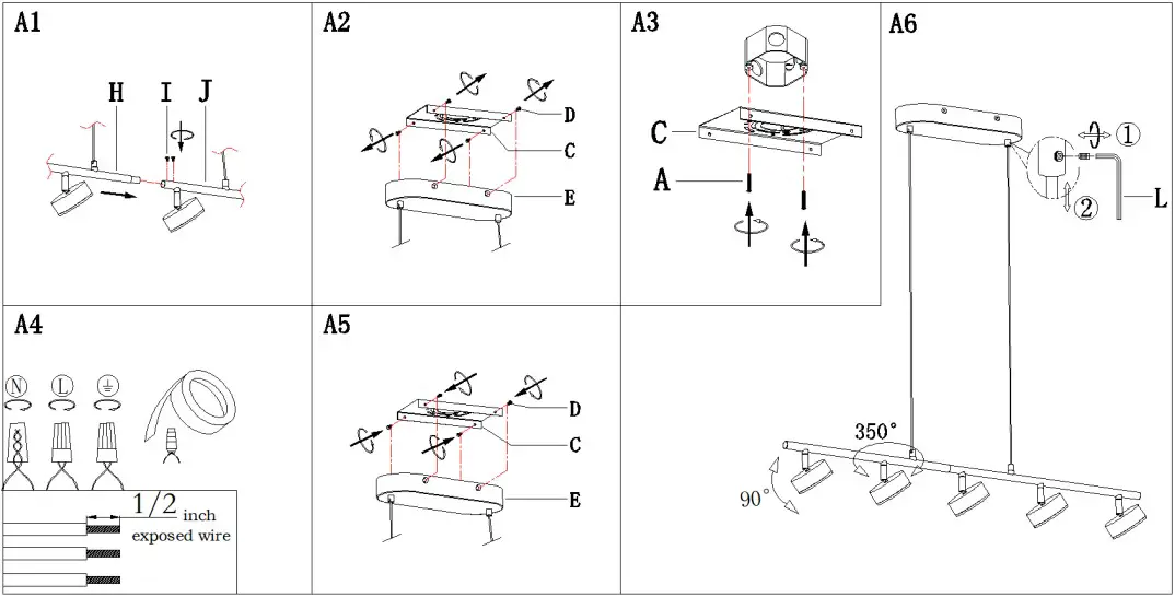 ZEVNI A04652 Kay 36 Inch Wide Black LED Kitchen Island Light - IMAGE FOR FINISHED PRODUCT