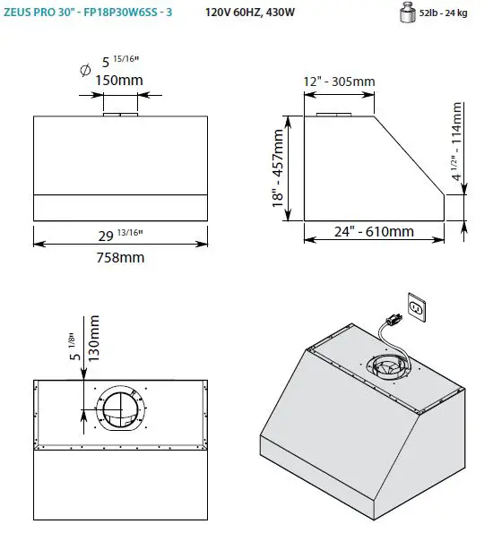 falmec FP18P30W6SS-3 Professional Hoods-fig-1