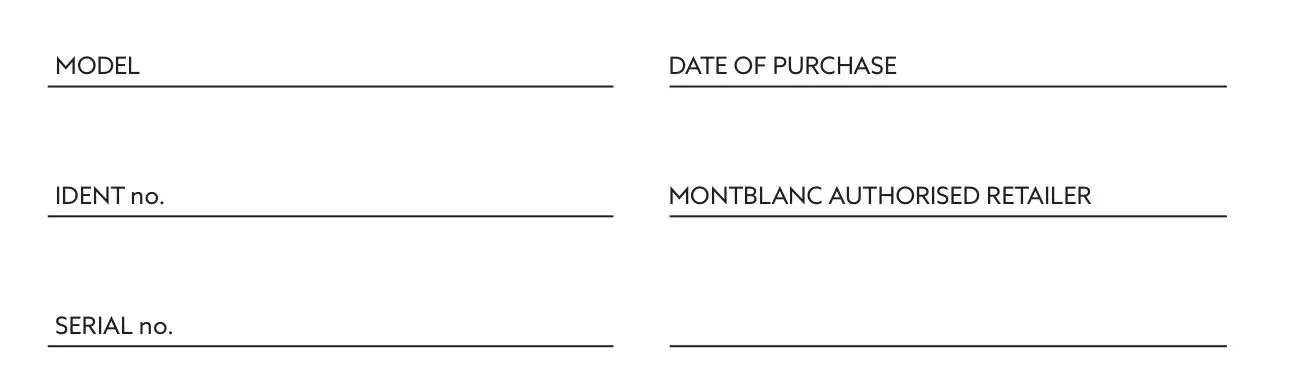 MONTBLANC MTB 03 In-Ear Headphones - Guarantee card