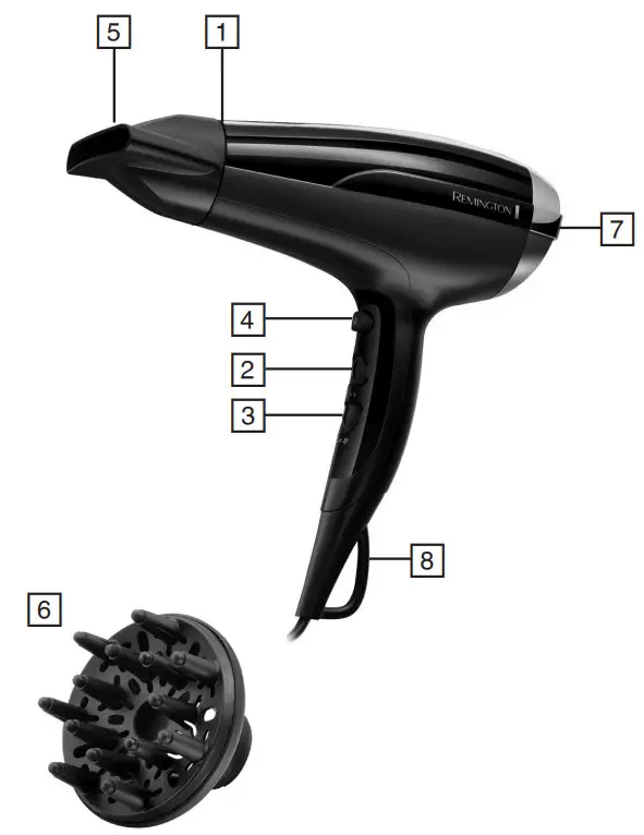 REMINGTON D5215 PRO-Air Shine Powerful Hair Dryer - 1