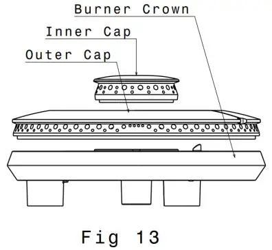 Electrolux EHG9251BC Gas Hob - Burner caps & crowns