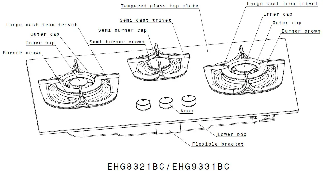 Electrolux EHG9251BC Gas Hob - Flameshield 2