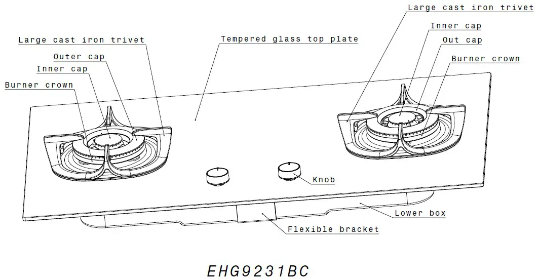 Electrolux EHG9251BC Gas Hob - Flameshield 3