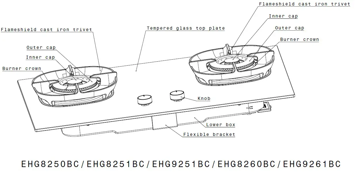 Electrolux EHG9251BC Gas Hob - parts identification 2