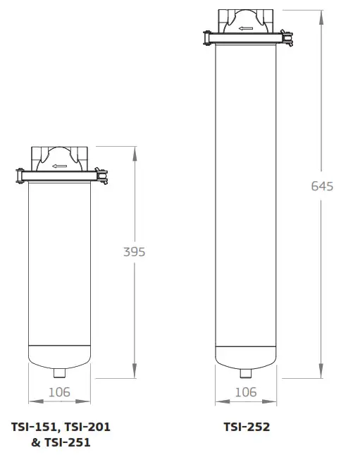 Puretec TSI Series TSI-MP Stainless Steel Water Filtration Housings - Diagram TSI Models Fig 3