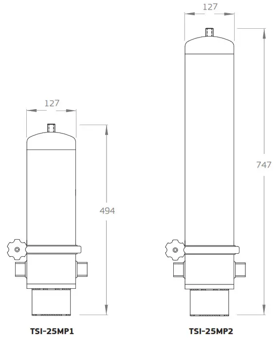 Puretec TSI Series TSI-MP Stainless Steel Water Filtration Housings - Diagram TSI Models Fig 4