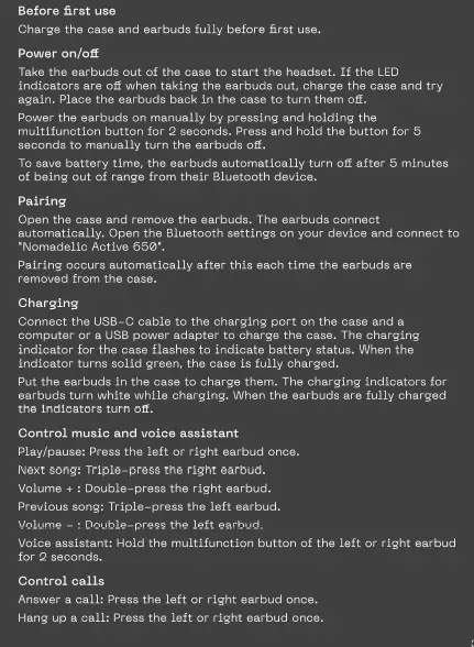 Nomadelic Active 650 True Wireless Sports Eardus Fig