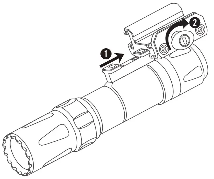 Slide the product into the rail mount until you hear a click
