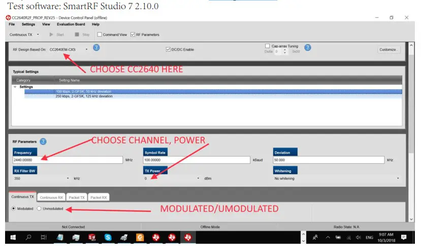 muonio CC2640 Radio Module- configurations