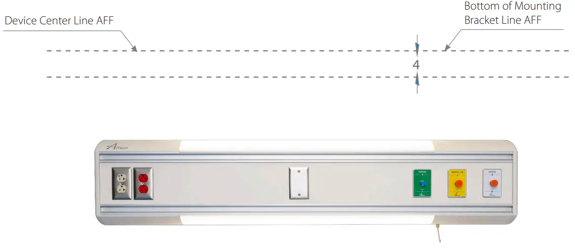 Amico NY 11788 Sapphire Series Horizontal Console with Lights - Bracket Line AFF
