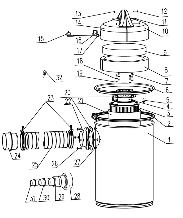 LUMBERJACK BDE1200 1200W 50 Litre Dust Extractor 9