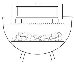 FIG 9 HOW TO PLACE GRILL TOP PIZZA OVEN ON A CHARCOAL GRILL