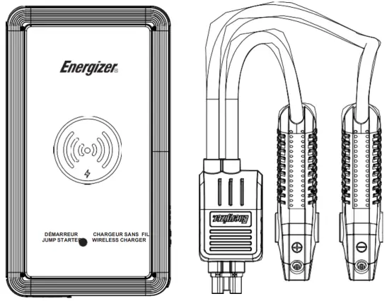 Energizer ENX1000 12V Car Jump Starter and Portable Power Bank With Wireless Charging