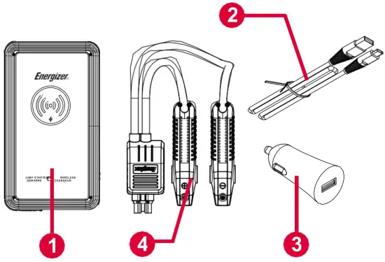 Energizer ENX1000 12V Car Jump Starter and Portable Power Bank With Wireless Charging - PACKAGE