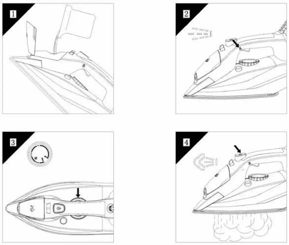 Elvita CSJ1250S Steam iron User Manual - Fig 1,4