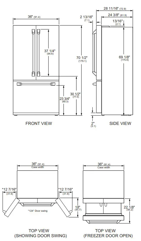 MONOGRAM ZWE23ESNSS French Door Bottom Freezer Freestanding Refrigerator - Fig 2