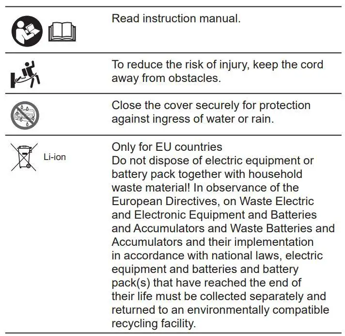 makita PDC01 Portable power unit Instruction Manual - Symbols