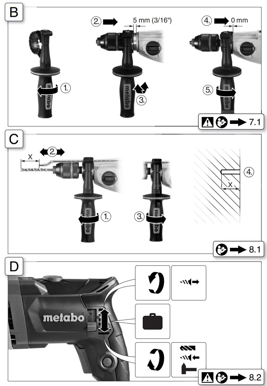 metabo SBEV 1300 2 S Impact Drill Instruction - Fig 2